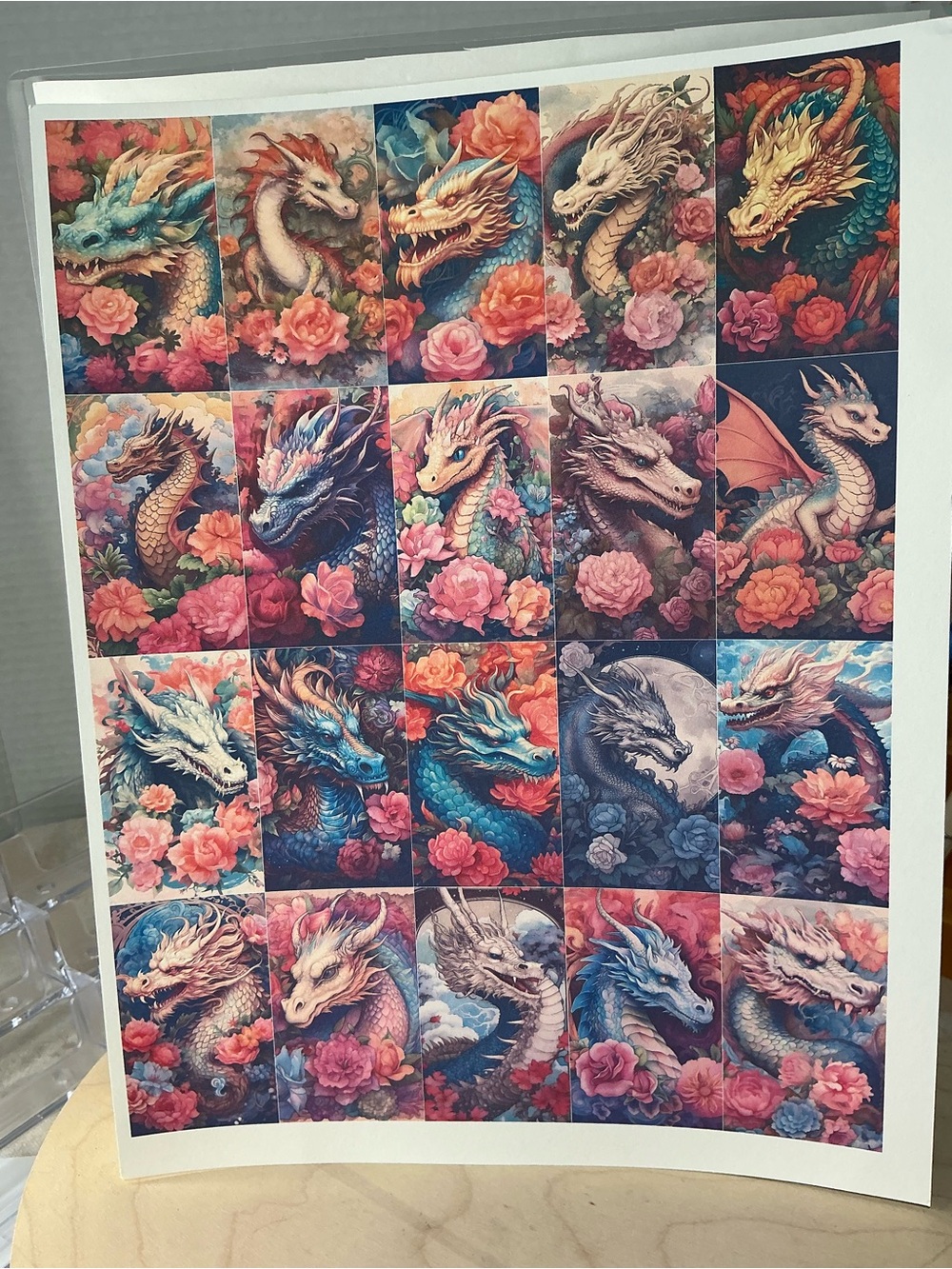 Floral Dragon - Multicolor 20 dragon stickers